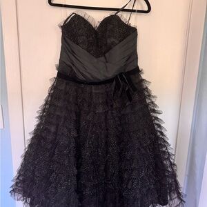 Black Glitter Strapless Cupcake Dress